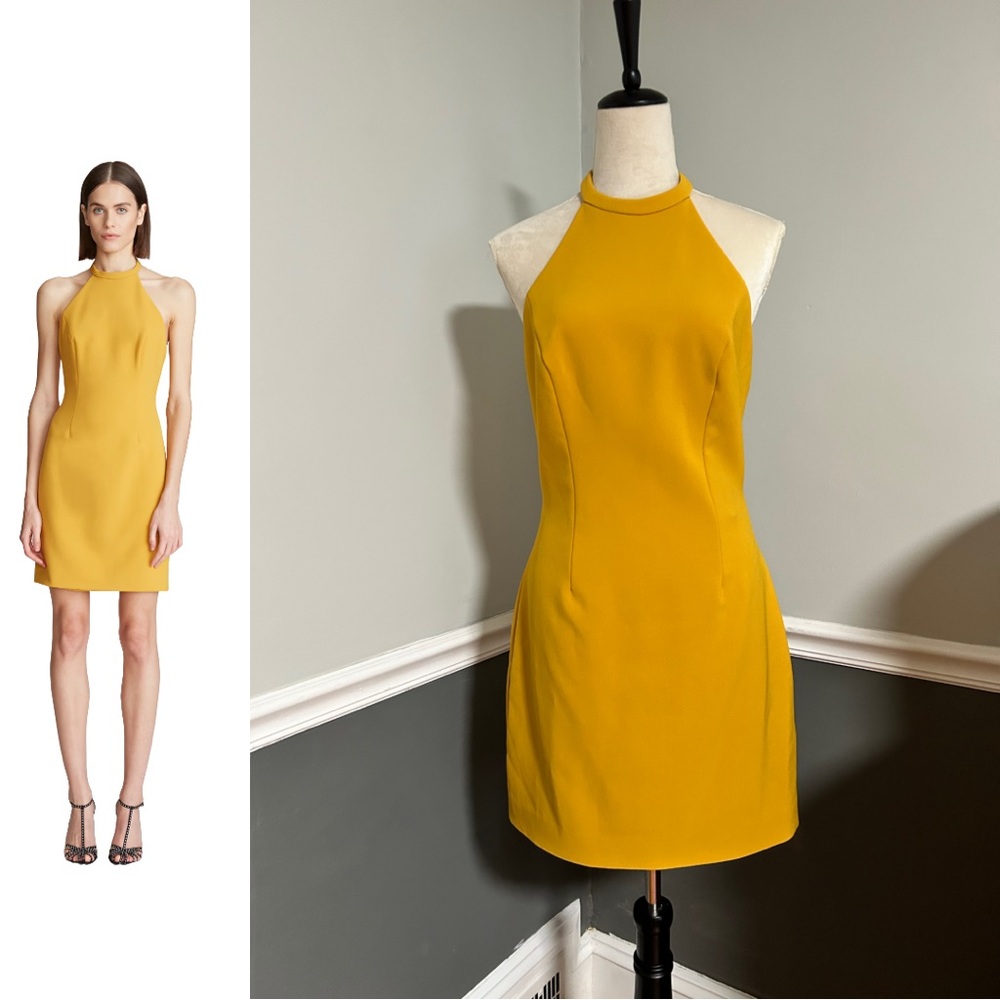 Halston Vic Tailored Halter Minidress, Marigold, Size 6